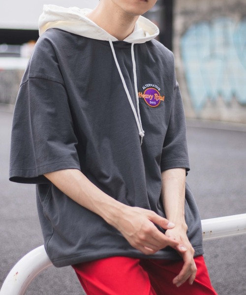 WEGO(ウィゴー)の「WEGO/ヘビーウエイト ロゴ刺繍Tパカ(Tシャツ/カットソー・メンズ・ホワイト/ダークグリーン/ネイビー/ホワイト系その他5/グリーン系その他5/ブルー系その他5/グリーン/ブルー/スミクロ・MEDIUM/LARGE)」の4枚目の写真