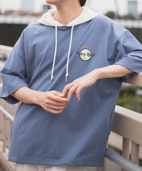 WEGO(ウィゴー)の「WEGO/ヘビーウエイト ロゴ刺繍Tパカ(Tシャツ/カットソー・メンズ・ホワイト/ダークグリーン/ネイビー/ホワイト系その他5/グリーン系その他5/ブルー系その他5/グリーン/ブルー/スミクロ・MEDIUM/LARGE)」の8枚目の写真