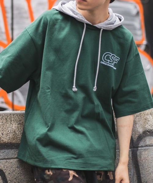 WEGO(ウィゴー)の「WEGO/ヘビーウエイト ロゴ刺繍Tパカ(Tシャツ/カットソー・メンズ・ホワイト/ダークグリーン/ネイビー/ホワイト系その他5/グリーン系その他5/ブルー系その他5/グリーン/ブルー/スミクロ・MEDIUM/LARGE)」の5枚目の写真