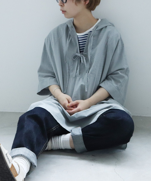 ナチュラルトリプルワッシャー ブロードフードワンピース シャツワンピース Par Ici パーリッシィ のファッション通販 Zozotown