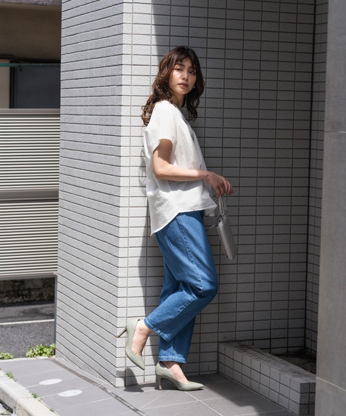 NAVY（ネイビー）の「インド綿を使用したワイドシルエットなVネックブラウス（シャツ/ブラウス・レディース・ホワイト/ベージュ/ネイビー・フリー）」の7枚目の写真