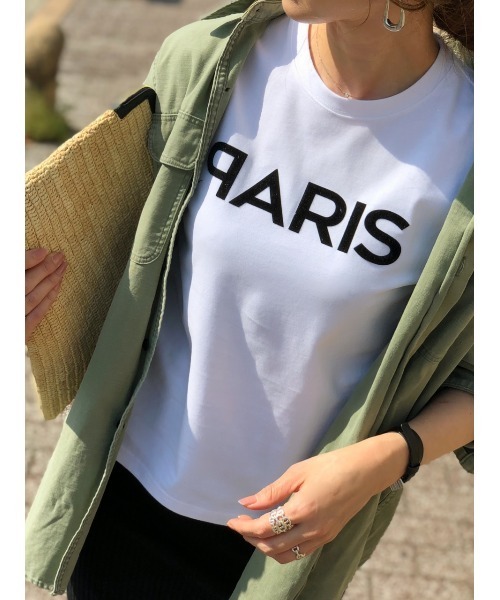 Day and Grade（デイアンドグレイド）の「PARISロゴTシャツ（Tシャツ/カットソー・レディース・ホワイト/ブラック/ベージュ・FREE）」の5枚目の写真