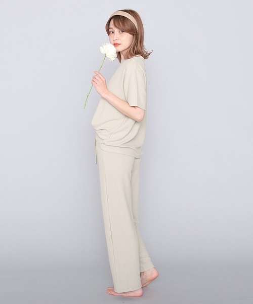 Dita（ディータ）の「しゃりしゃりテレコ上下セットルームウェア パジャマ（ルームウェア/パジャマ・レディース・ブラック/ベージュ/オリーブ/スモークピンク・FREE）」の16枚目の写真