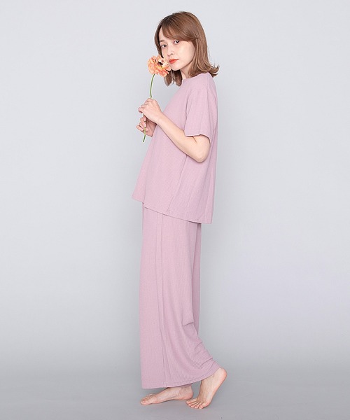 Dita（ディータ）の「しゃりしゃりテレコ上下セットルームウェア パジャマ（ルームウェア/パジャマ・レディース・ブラック/ベージュ/オリーブ/スモークピンク・FREE）」の13枚目の写真