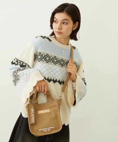 EMBROIDERED BAR MINI SHOULDER BAG W/STRAP /ミニショルダーバッグ