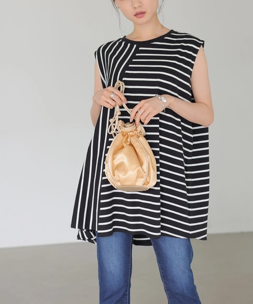 AMERICAN HOLIC（アメリカンホリック）の「ボーダーノースリーブカットプルオーバー（Tシャツ/カットソー・レディース・ブラック系その他4/その他7・M/L）」の2枚目の写真