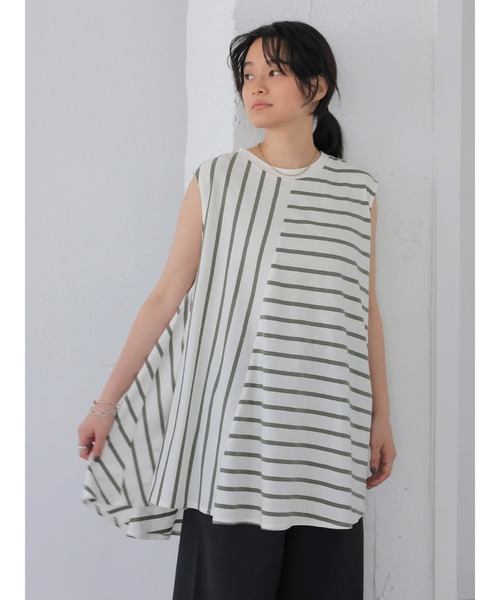 AMERICAN HOLIC（アメリカンホリック）の「ボーダーノースリーブカットプルオーバー（Tシャツ/カットソー・レディース・ブラック系その他4/その他7・M/L）」の5枚目の写真