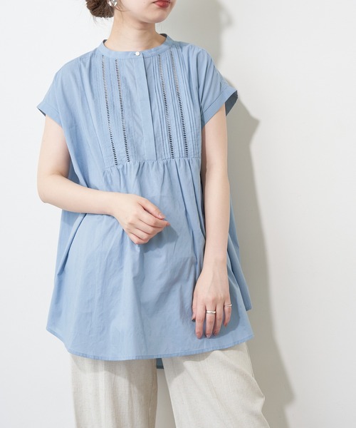 natural couture(ナチュラルクチュール)の「ヨークピンタック×レースコットンチュニック(シャツ/ブラウス・レディース・オフホワイト/ブラック/ブルー/レッド・FREE)」の12枚目の写真