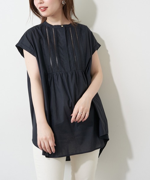 natural couture(ナチュラルクチュール)の「ヨークピンタック×レースコットンチュニック(シャツ/ブラウス・レディース・オフホワイト/ブラック/ブルー/レッド・FREE)」の20枚目の写真