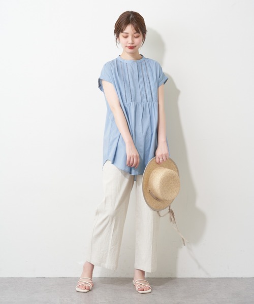 natural couture(ナチュラルクチュール)の「ヨークピンタック×レースコットンチュニック(シャツ/ブラウス・レディース・オフホワイト/ブラック/ブルー/レッド・FREE)」の18枚目の写真