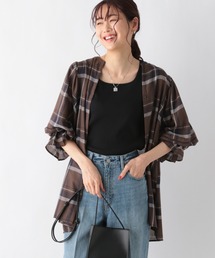 GLOBAL WORK | チェック袖ボリュームチュニック/956229(シャツ/ブラウス)