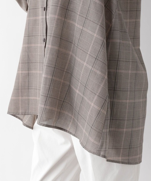 GLOBAL WORK（グローバルワーク）の「チェック袖ボリュームチュニック/956229（シャツ/ブラウス・レディース・ブラウン/グレイッシュベージュ・MEDIUM/LARGE）」の9枚目の写真