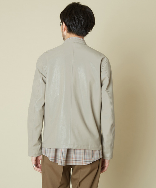 MEN'S MELROSE（メンズメルローズ）の「フェイクレザー　ライダースジャケット（ライダースジャケット・メンズ・ブラック/ターコイズブルー/ワイン/グレイッシュベージュ・2/4/3）」の11枚目の写真