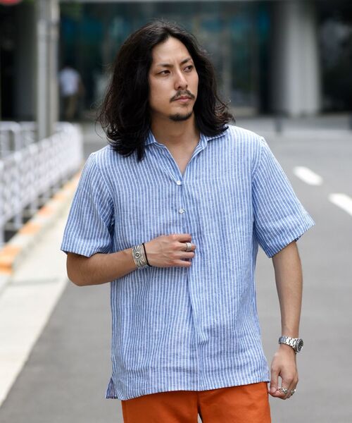 シップス 美品 baird mcnutt リネンカプリシャツ S ストライプ シップス 美品 baird mcnutt リネンカプリシャツ S ストライプ