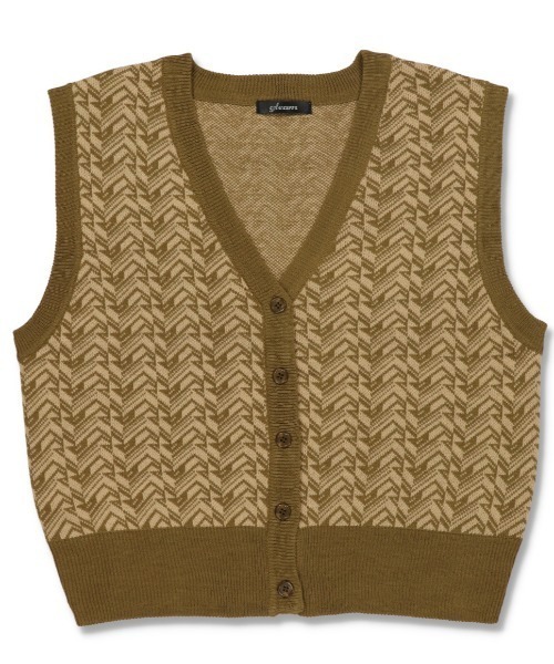 SPINNS（スピンズ）の「フロントボタン アクリル ジャガードニットベスト（ベスト・レディース・ネイビー/ブラック/グリーン・ONESIZE）」の3枚目の写真