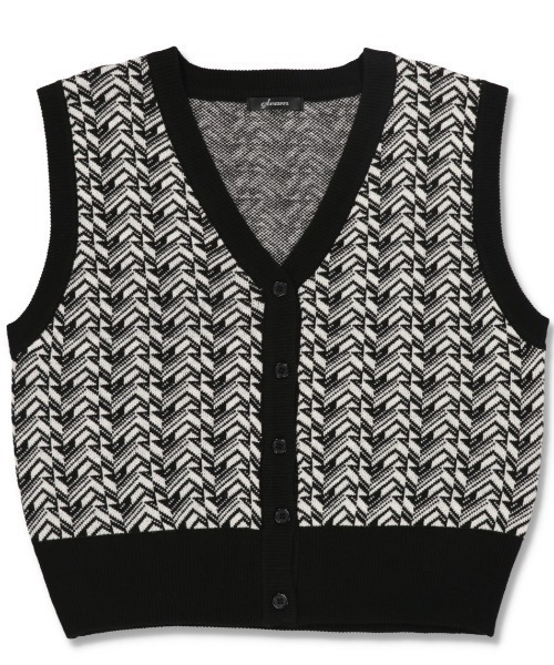 SPINNS（スピンズ）の「フロントボタン アクリル ジャガードニットベスト（ベスト・レディース・ネイビー/ブラック/グリーン・ONESIZE）」の2枚目の写真