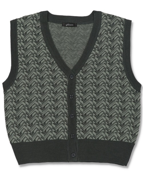 SPINNS（スピンズ）の「フロントボタン アクリル ジャガードニットベスト（ベスト・レディース・ネイビー/ブラック/グリーン・ONESIZE）」の9枚目の写真