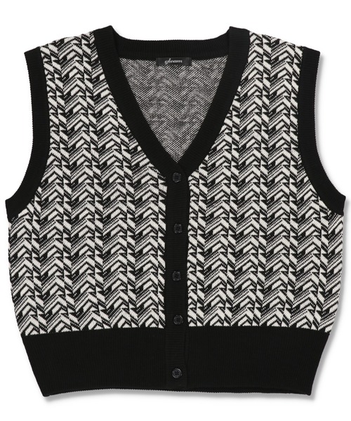 SPINNS（スピンズ）の「フロントボタン アクリル ジャガードニットベスト（ベスト・レディース・ネイビー/ブラック/グリーン・ONESIZE）」の11枚目の写真