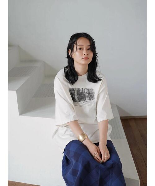 AMERICAN HOLIC（アメリカンホリック）の「転写フォト５分袖クルーネックBIGカットチュニック（Tシャツ/カットソー・レディース・オフホワイト/ホワイト・M/L）」の12枚目の写真