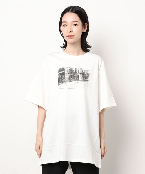 AMERICAN HOLIC（アメリカンホリック）の「転写フォト５分袖クルーネックBIGカットチュニック（Tシャツ/カットソー・レディース・オフホワイト/ホワイト・M/L）」の3枚目の写真