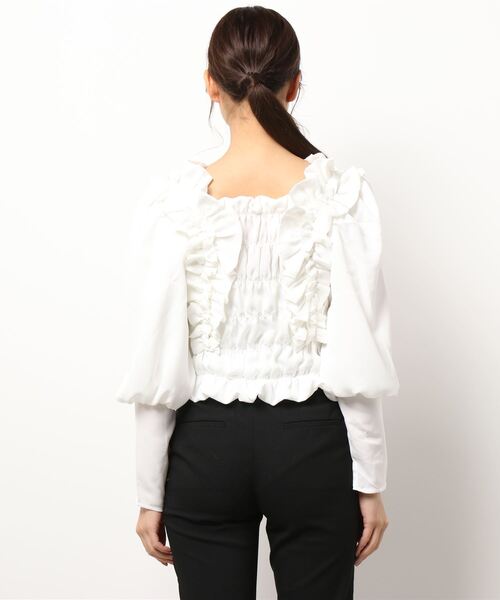 Seemi. byNICECLAUP（ シーミーバイナイスクラップ）の「フリルブラウス（シャツ/ブラウス・レディース・ブラック/ブラウン/オフホワイト・FREE）」の5枚目の写真