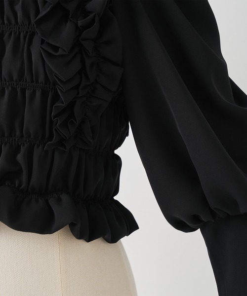 Seemi. byNICECLAUP（ シーミーバイナイスクラップ）の「フリルブラウス（シャツ/ブラウス・レディース・ブラック/ブラウン/オフホワイト・FREE）」の6枚目の写真