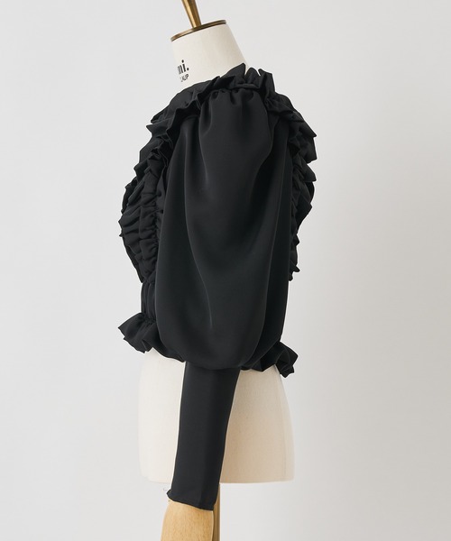 Seemi. byNICECLAUP（ シーミーバイナイスクラップ）の「フリルブラウス（シャツ/ブラウス・レディース・ブラック/ブラウン/オフホワイト・FREE）」の9枚目の写真