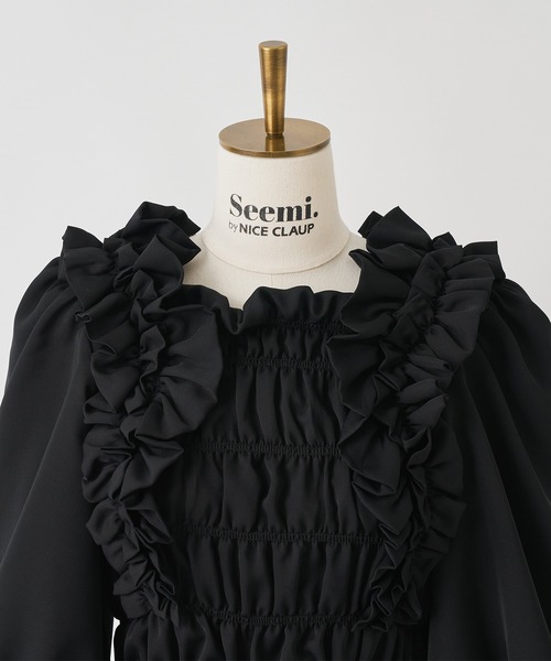 Seemi. byNICECLAUP（ シーミーバイナイスクラップ）の「フリルブラウス（シャツ/ブラウス・レディース・ブラック/ブラウン/オフホワイト・FREE）」の12枚目の写真