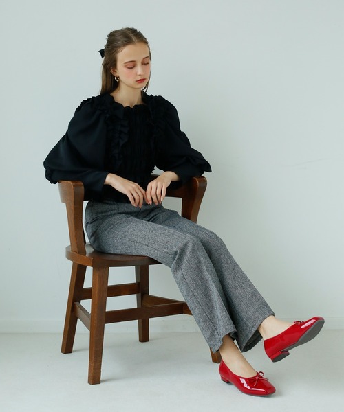 Seemi. byNICECLAUP（ シーミーバイナイスクラップ）の「フリルブラウス（シャツ/ブラウス・レディース・ブラック/ブラウン/オフホワイト・FREE）」の15枚目の写真