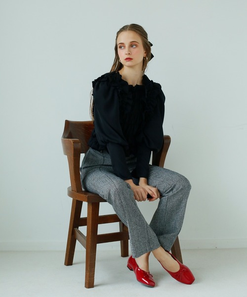 Seemi. byNICECLAUP（ シーミーバイナイスクラップ）の「フリルブラウス（シャツ/ブラウス・レディース・ブラック/ブラウン/オフホワイト・FREE）」の16枚目の写真