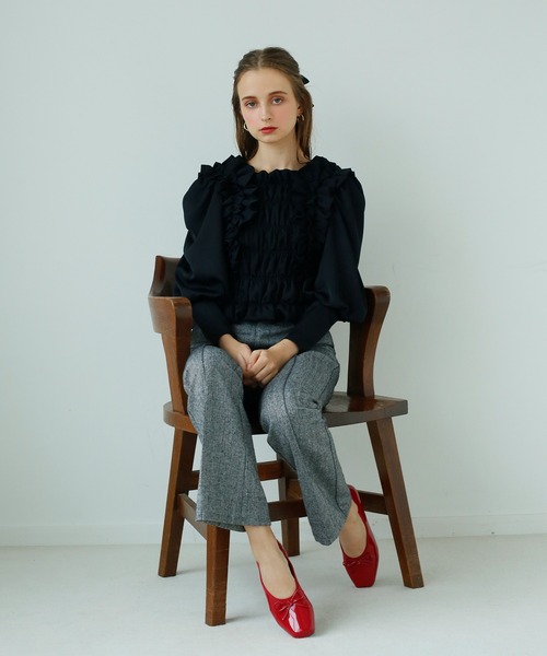 Seemi. byNICECLAUP（ シーミーバイナイスクラップ）の「フリルブラウス（シャツ/ブラウス・レディース・ブラック/ブラウン/オフホワイト・FREE）」の17枚目の写真