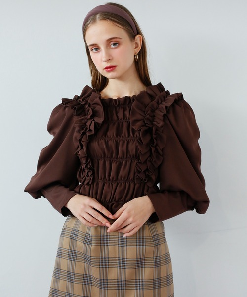 Seemi. byNICECLAUP（ シーミーバイナイスクラップ）の「フリルブラウス（シャツ/ブラウス・レディース・ブラック/ブラウン/オフホワイト・FREE）」の20枚目の写真