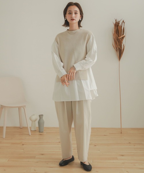 SENSE OF PLACE by URBAN RESEARCH（センスオブプレイスバイアーバンリサーチ）の「ハイウエストタックトラウザー（その他パンツ・レディース・アイボリー/ブラック/モカ・ONE）」の10枚目の写真