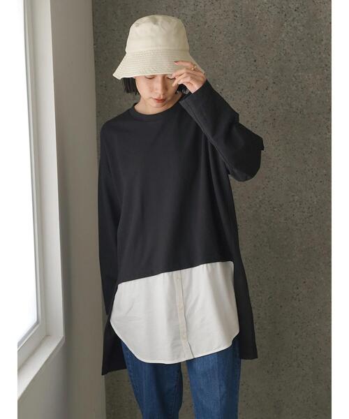 AMERICAN HOLIC(アメリカンホリック)の「シャツテールミニ裏毛チュニック(Tシャツ/カットソー・レディース・ブラック/カーキ・M/L)」の5枚目の写真
