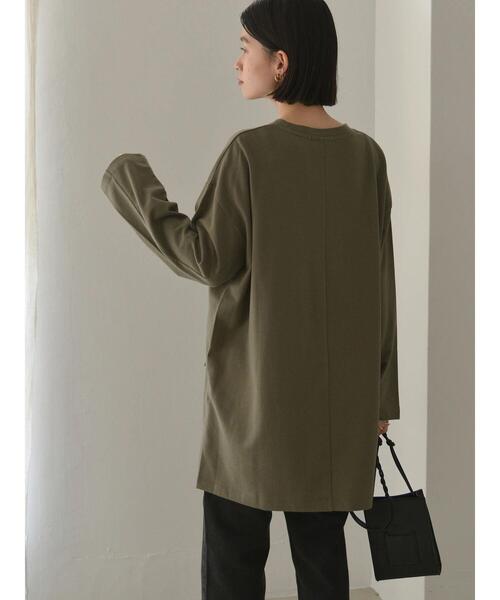 AMERICAN HOLIC(アメリカンホリック)の「シャツテールミニ裏毛チュニック(Tシャツ/カットソー・レディース・ブラック/カーキ・M/L)」の9枚目の写真