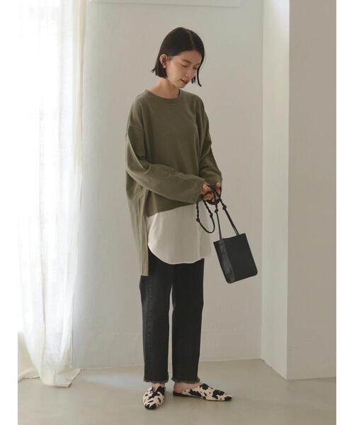 AMERICAN HOLIC(アメリカンホリック)の「シャツテールミニ裏毛チュニック(Tシャツ/カットソー・レディース・ブラック/カーキ・M/L)」の11枚目の写真