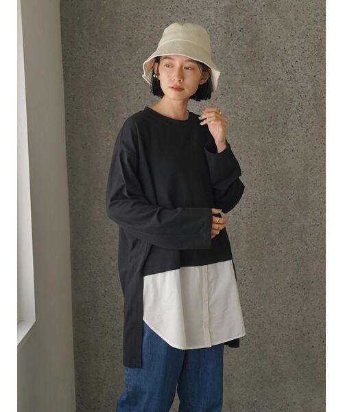AMERICAN HOLIC(アメリカンホリック)の「シャツテールミニ裏毛チュニック(Tシャツ/カットソー・レディース・ブラック/カーキ・M/L)」の13枚目の写真