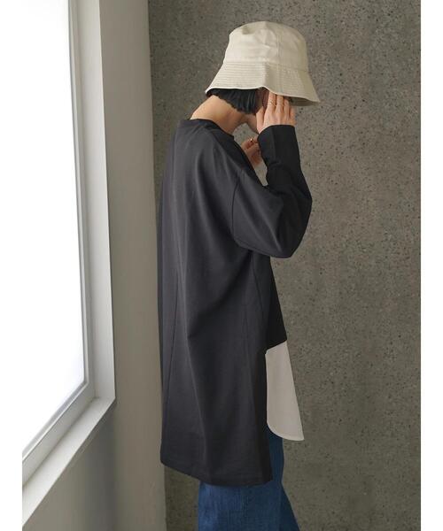 AMERICAN HOLIC(アメリカンホリック)の「シャツテールミニ裏毛チュニック(Tシャツ/カットソー・レディース・ブラック/カーキ・M/L)」の14枚目の写真