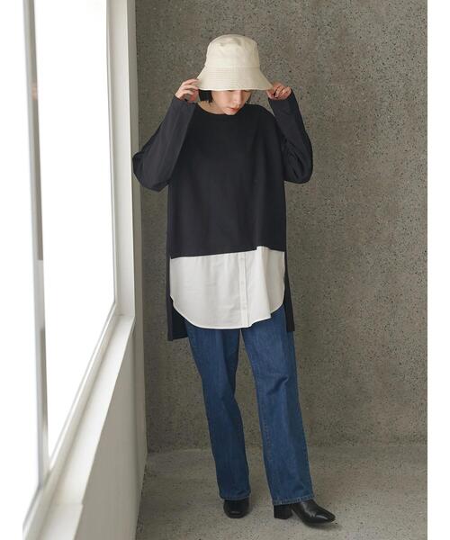 AMERICAN HOLIC(アメリカンホリック)の「シャツテールミニ裏毛チュニック(Tシャツ/カットソー・レディース・ブラック/カーキ・M/L)」の21枚目の写真