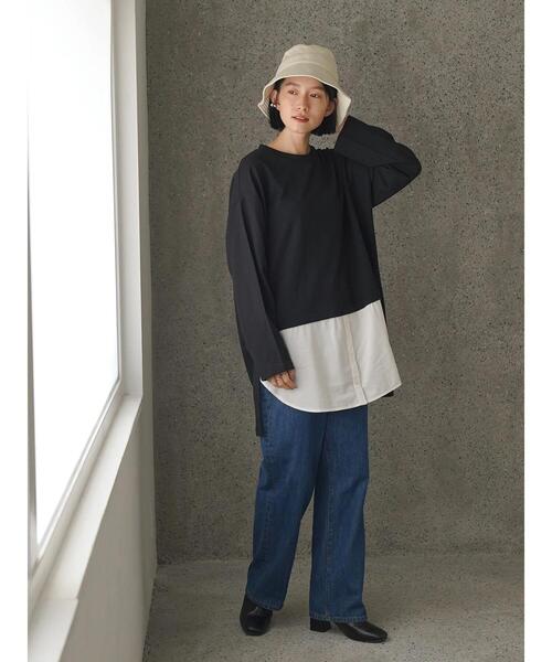 AMERICAN HOLIC(アメリカンホリック)の「シャツテールミニ裏毛チュニック(Tシャツ/カットソー・レディース・ブラック/カーキ・M/L)」の22枚目の写真
