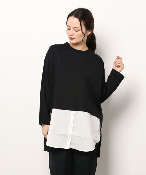 AMERICAN HOLIC(アメリカンホリック)の「シャツテールミニ裏毛チュニック(Tシャツ/カットソー・レディース・ブラック/カーキ・M/L)」の4枚目の写真