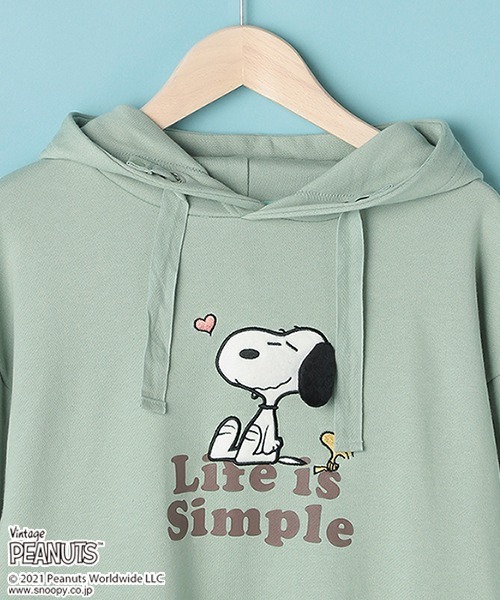 Lindsay（リンジィ）の「【PEANUTSコラボ】スリット入り細見えパーカ（パーカー・キッズ・アイボリー/エメラルド/ネイビー・M/L）」の8枚目の写真