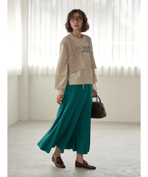 earth music&ecology（アースミュージックアンドエコロジー）の「幾何学フラワークロシェベスト＊（ベスト・レディース・ボルドー/ホワイト系その他2・FREE）」の11枚目の写真