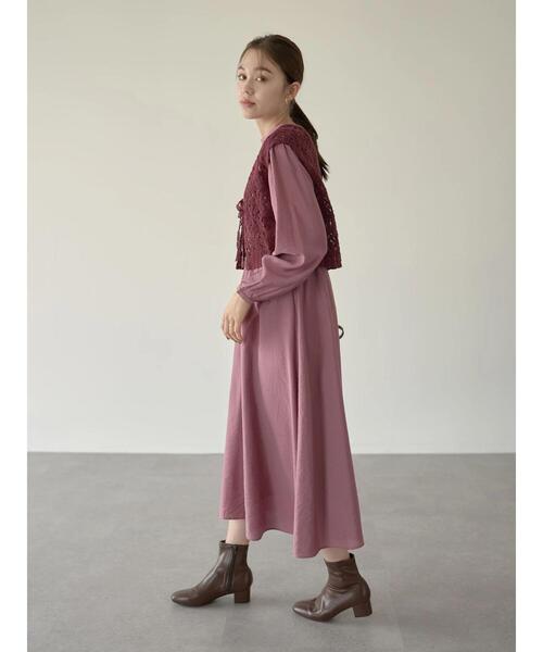 earth music&ecology（アースミュージックアンドエコロジー）の「幾何学フラワークロシェベスト＊（ベスト・レディース・ボルドー/ホワイト系その他2・FREE）」の17枚目の写真