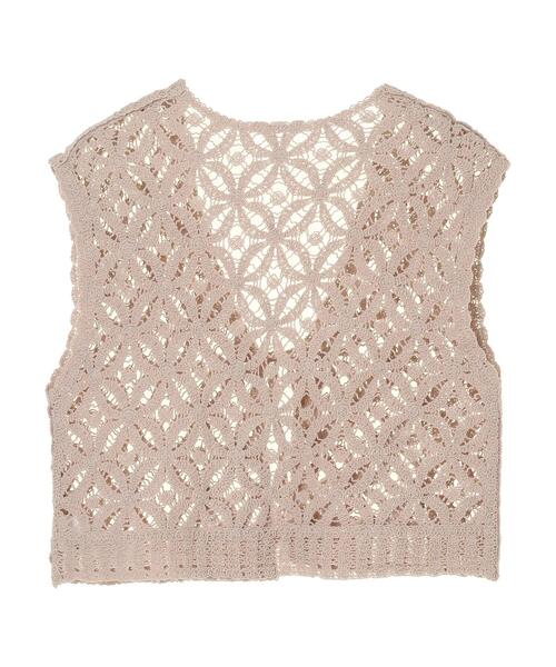 earth music&ecology（アースミュージックアンドエコロジー）の「幾何学フラワークロシェベスト＊（ベスト・レディース・ボルドー/ホワイト系その他2・FREE）」の22枚目の写真