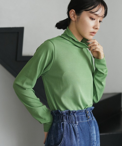 Green　Parks（グリーンパークス）の「シアータートルインナー（Tシャツ/カットソー・レディース・ライトグレー/イエロー/グリーン/ダークグレー・FREE）」の4枚目の写真