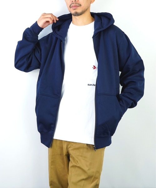 【GROOVYSTORE】あったか裏起毛フルジップパーカーシンプル無地
