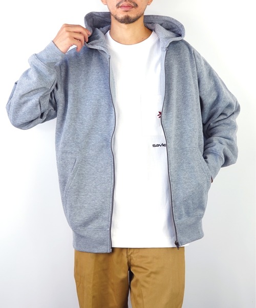 【GROOVYSTORE】あったか裏起毛フルジップパーカーシンプル無地