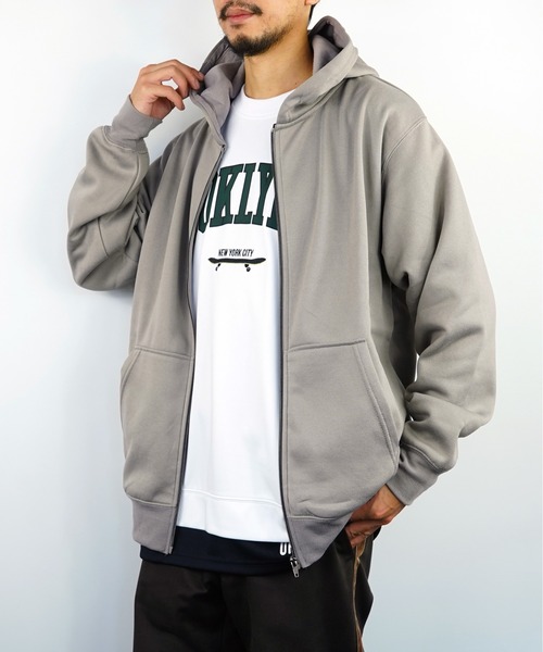 【GROOVYSTORE】あったか裏起毛フルジップパーカーシンプル無地