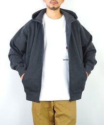 【GROOVY STORE】あったか裏起毛フルジップパーカーシンプル無地